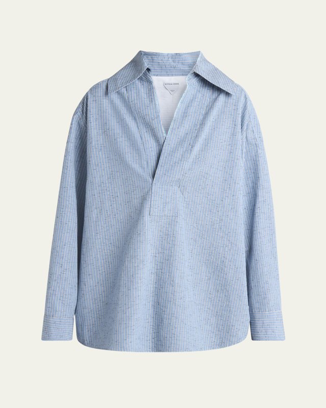 Stripe Irregular Cotton Linen Shirt